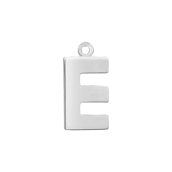 Block Initial Pendant with 1 Ring in Sterling Silver (15.00 mm)