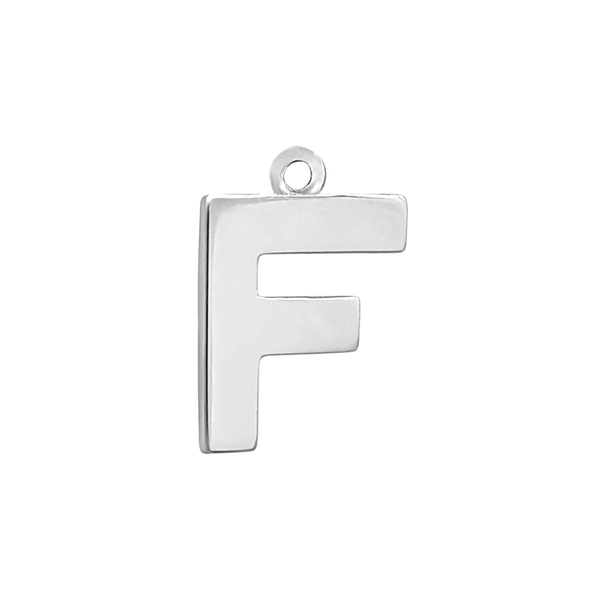 Block Initial Pendant with 1 Ring in Sterling Silver (15.00 mm)