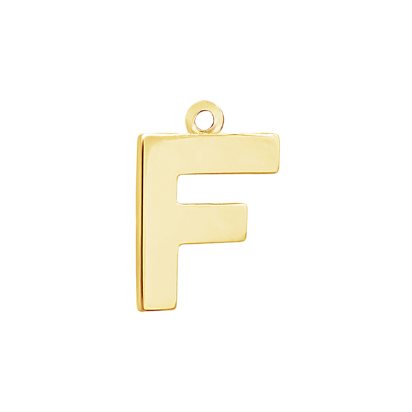 Block Initial Pendant with 1 Ring in 14K Gold (15.00 mm)