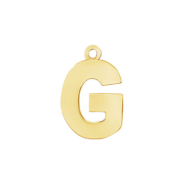 Block Initial Pendant with 1 Ring in 14K Gold (15.00 mm)