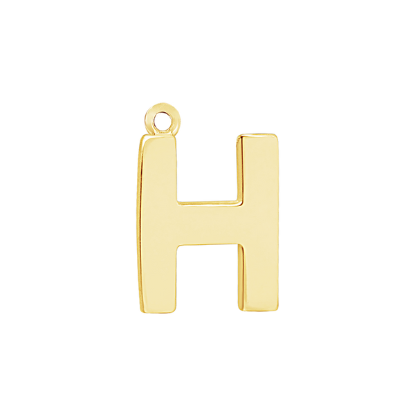 Block Initial Pendant with 1 Ring in 14K Gold (15.00 mm)
