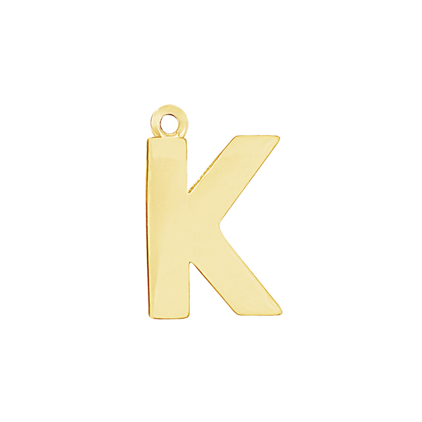 Block Initial Pendant with 1 Ring in 14K Gold (15.00 mm)