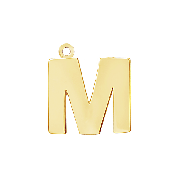 Block Initial Pendant with 1 Ring in 14K Gold (15.00 mm)