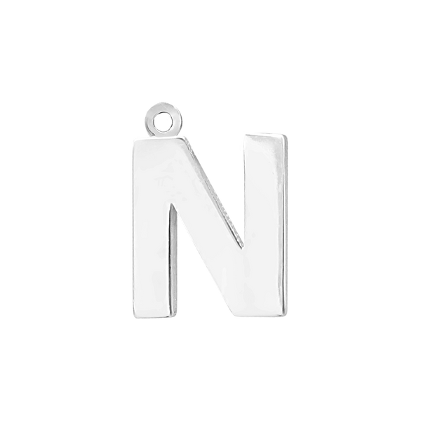 Block Initial Pendant with 1 Ring in 14K Gold (15.00 mm)