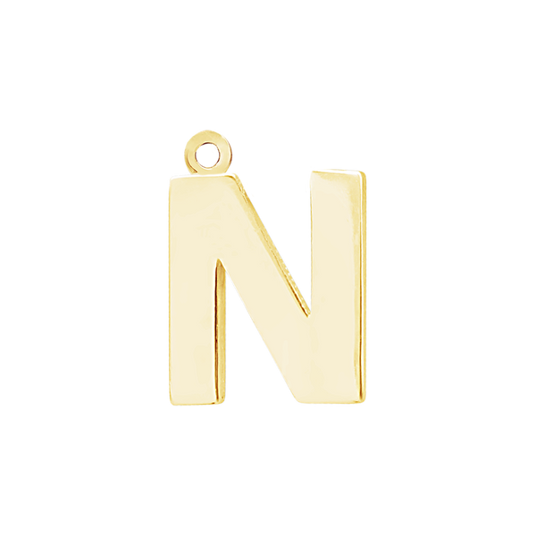 Block Initial Pendant with 1 Ring in 14K Gold (15.00 mm)
