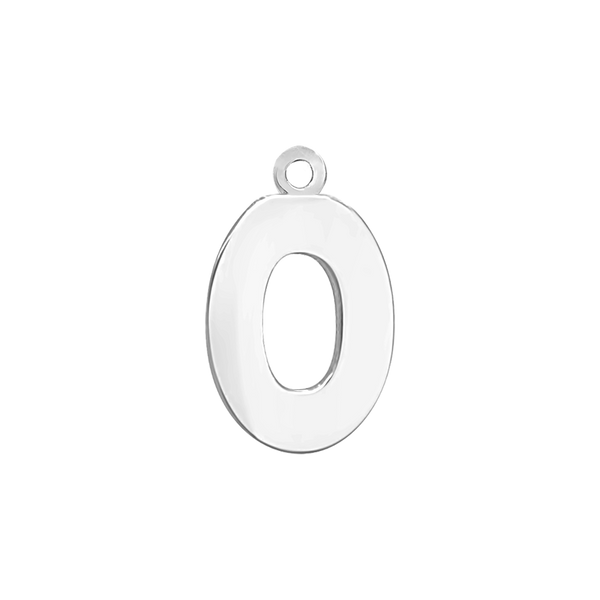 Block Initial Pendant with 1 Ring in Sterling Silver (15.00 mm)
