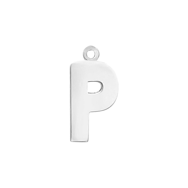 Block Initial Pendant with 1 Ring in 14K Gold (15.00 mm)