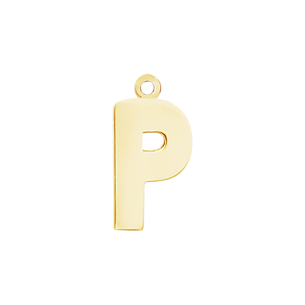 Block Initial Pendant with 1 Ring in 14K Gold (15.00 mm)