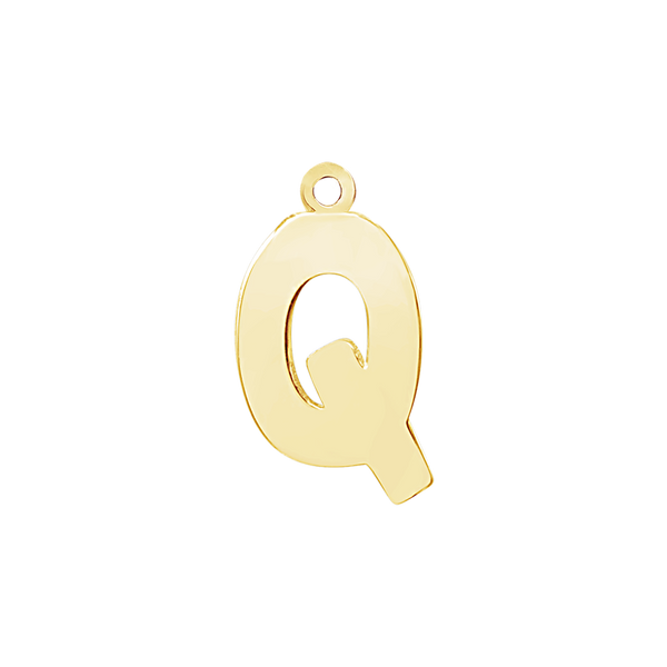 Block Initial Pendant with 1 Ring in 14K Gold (15.00 mm)