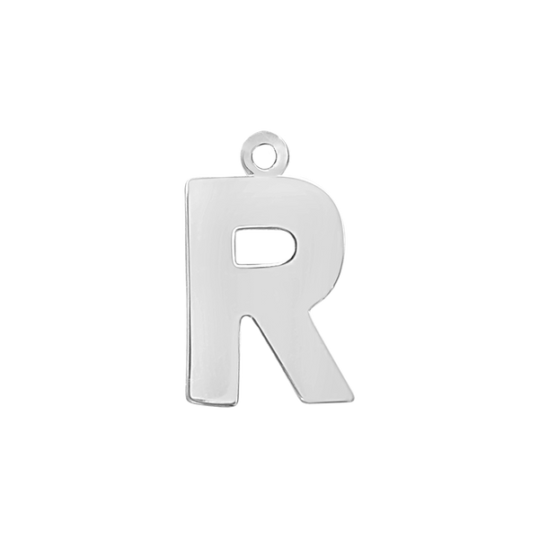 Block Initial Pendant with 1 Ring in Sterling Silver (15.00 mm)