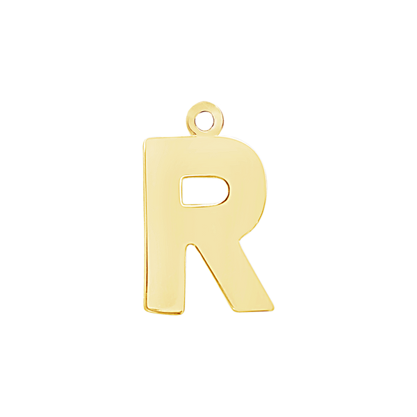 Block Initial Pendant with 1 Ring in 14K Gold (15.00 mm)