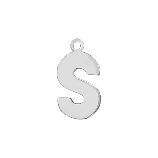 Block Initial Pendant with 1 Ring in Sterling Silver (15.00 mm)