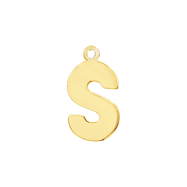 Block Initial Pendant with 1 Ring in 14K Gold (15.00 mm)