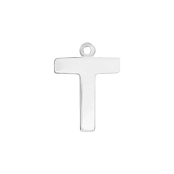 Block Initial Pendant with 1 Ring in Sterling Silver (15.00 mm)