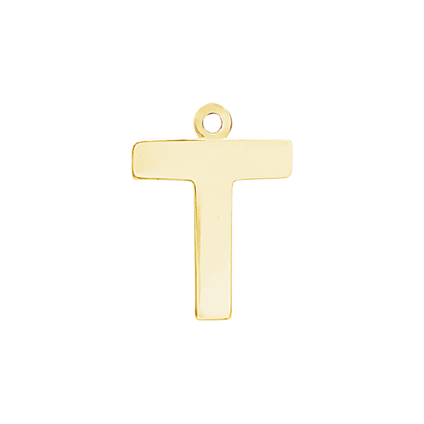 Block Initial Pendant with 1 Ring in 14K Gold (15.00 mm)