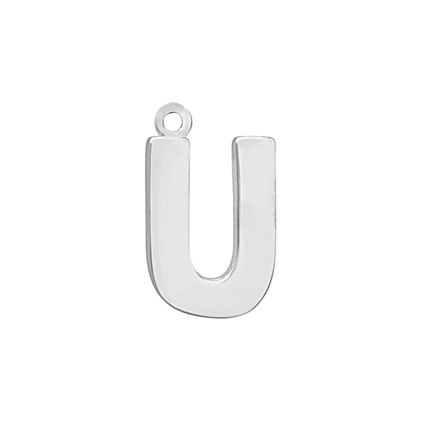 Block Initial Pendant with 1 Ring in Sterling Silver (15.00 mm)