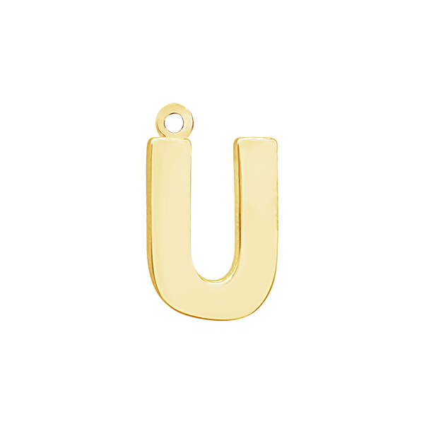 Block Initial Pendant with 1 Ring in 14K Gold (15.00 mm)