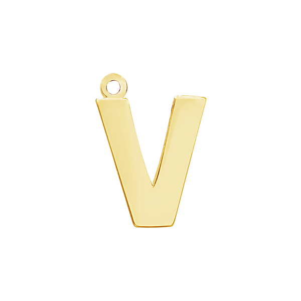 Block Initial Pendant with 1 Ring in 14K Gold (15.00 mm)