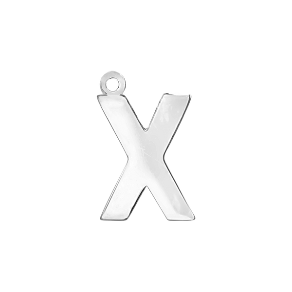 Block Initial Pendant with 1 Ring in Sterling Silver (15.00 mm)