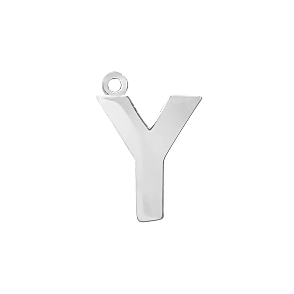 Block Initial Pendant with 1 Ring in Sterling Silver (15.00 mm)