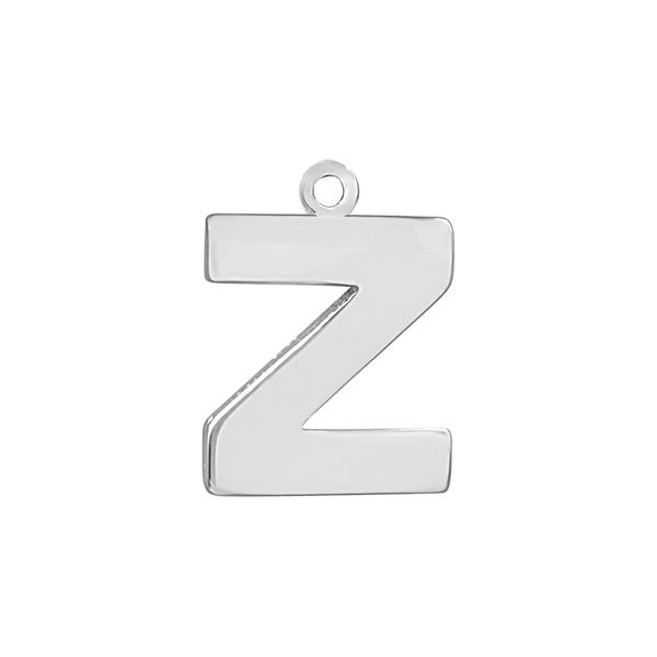 Block Initial Pendant with 1 Ring in Sterling Silver (15.00 mm)