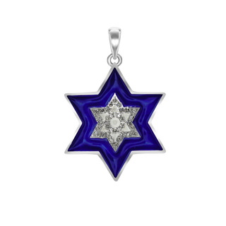 ITI NYC Star of David Pendant with Cubic Zirconia and Enamel in Sterling Silver