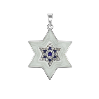 ITI NYC Star of David Pendant with Cubic Zirconia and Enamel in Sterling Silver