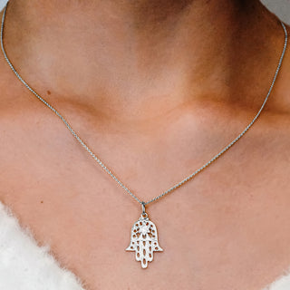 ITI NYC Filigree Hamsa Pendant with Star of David in Sterling Silver