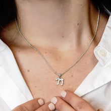 Load image into Gallery viewer, ITI NYC Chai Pendant with Cubic Zirconia in Sterling Silver

