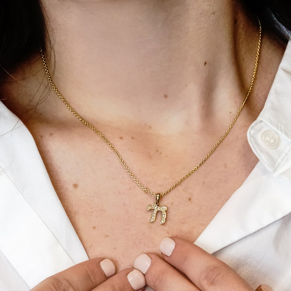 ITI NYC Chai Pendant with Cubic Zirconia in Sterling Silver