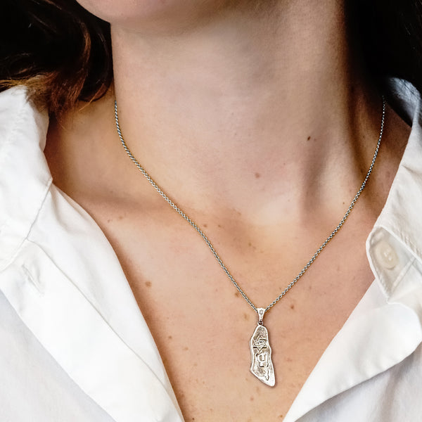 ITI NYC Map of Israel Specialty Pendant in Sterling Silver