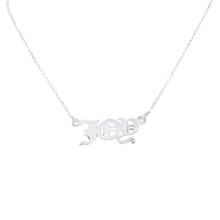 Old English Laser Cut Out Necklace in Sterling Silver