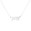 Old English Laser Cut Out Necklace in 14K White Gold