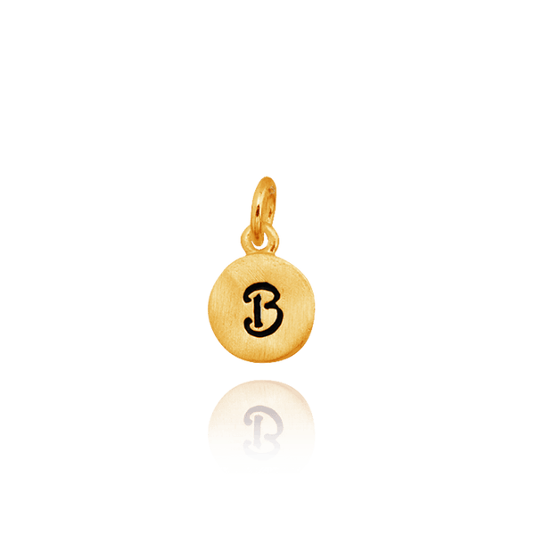 ITI NYC Initial Pendants with Black Enamel in 14K Gold (11mm) (100% Polished with Bail)