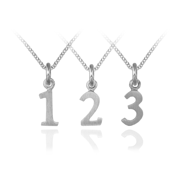 ITI NYC Modern Number Pendants in Sterling Silver (12.7mm) (100% Polished with Bail)