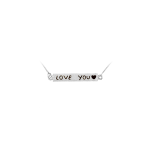 Love You Bar Necklace in Sterling Silver (4 x 31 mm)