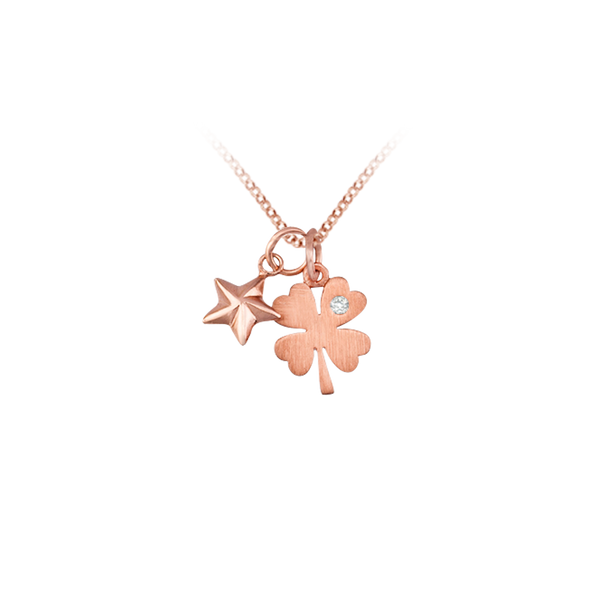 Clover & Star Necklace in Sterling Silver (15 x 12 mm)