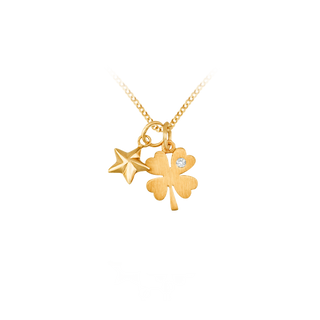 Clover & Star Necklace in Sterling Silver (15 x 12 mm)