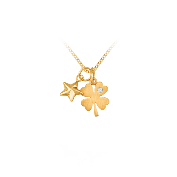 Clover & Star Necklace in Sterling Silver (15 x 12 mm)