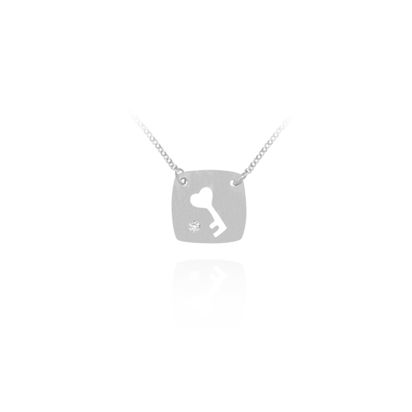 Key Cutout Necklace in Sterling Silver (14 x 13 mm)