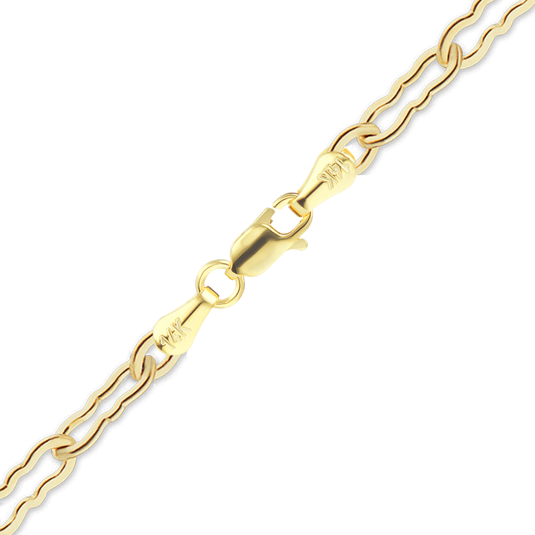 Finished Flat Krinkle Anklet in 14K Yellow Gold