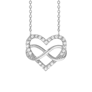 Linked Heart & Infinity Necklace in Sterling Silver (15 x 16 mm)