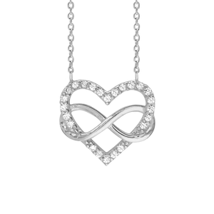 Linked Heart & Infinity Necklace in Sterling Silver (15 x 16 mm)