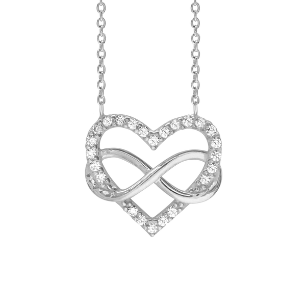 Linked Heart & Infinity Necklace in Sterling Silver (15 x 16 mm)