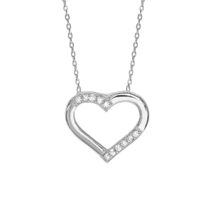 Open Heart Necklace in Sterling Silver (17 x 18 mm)