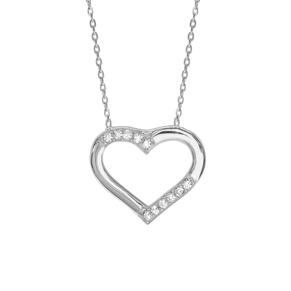 Open Heart Necklace in Sterling Silver (17 x 18 mm)