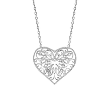 Load image into Gallery viewer, Filigree Heart Necklace in Sterling Silver (19 x 20 mm)
