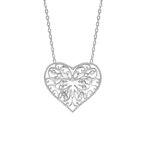 Filigree Heart Necklace in Sterling Silver (19 x 20 mm)