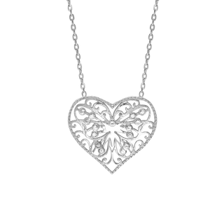 Filigree Heart Necklace in Sterling Silver (19 x 20 mm)