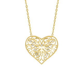 Filigree Heart Necklace in Sterling Silver (19 x 20 mm)